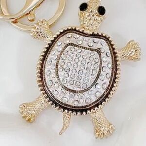 Rhinestone Turtle Purse Charm